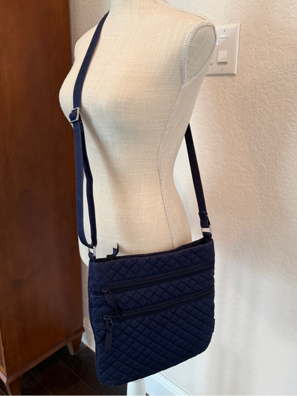 Vera Bradley Hipster Quilted Navy Crossbody Bag with Adjustable Strap